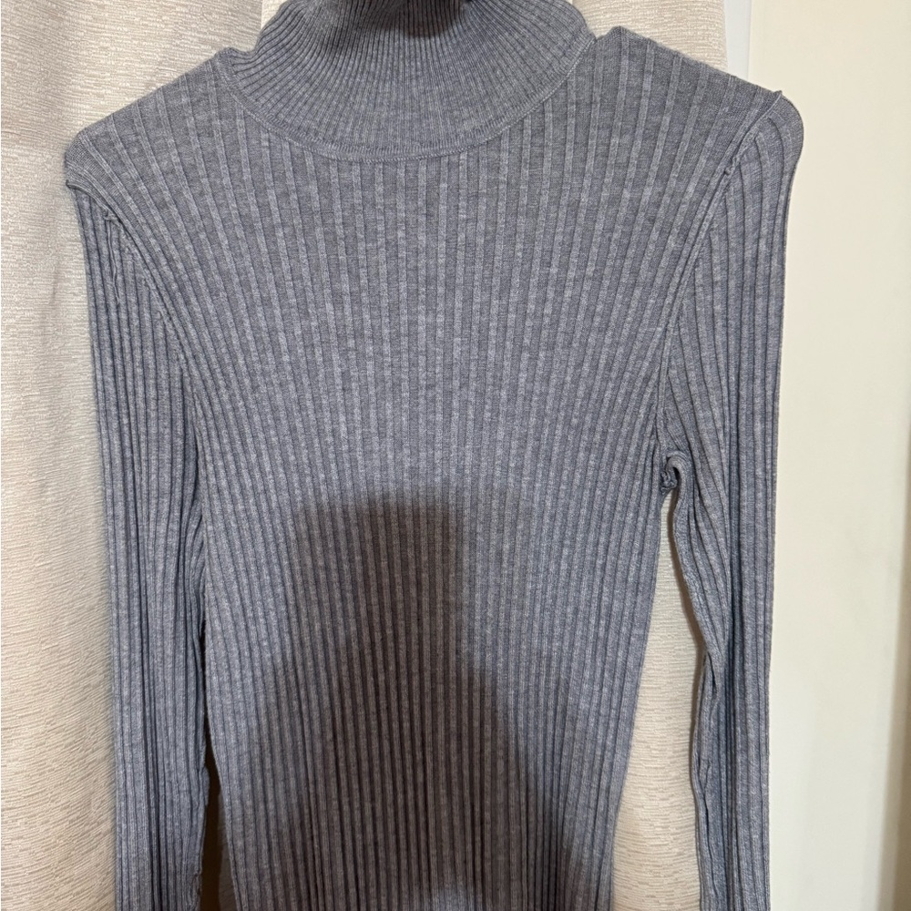 Mango Gray Ribbed Midi Dress